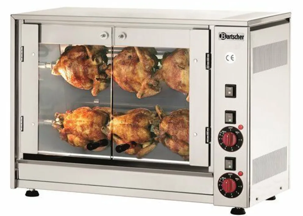 Bartscher Elektro Hähnchengrill P6, 2 Spieße für 6 Hähnchen