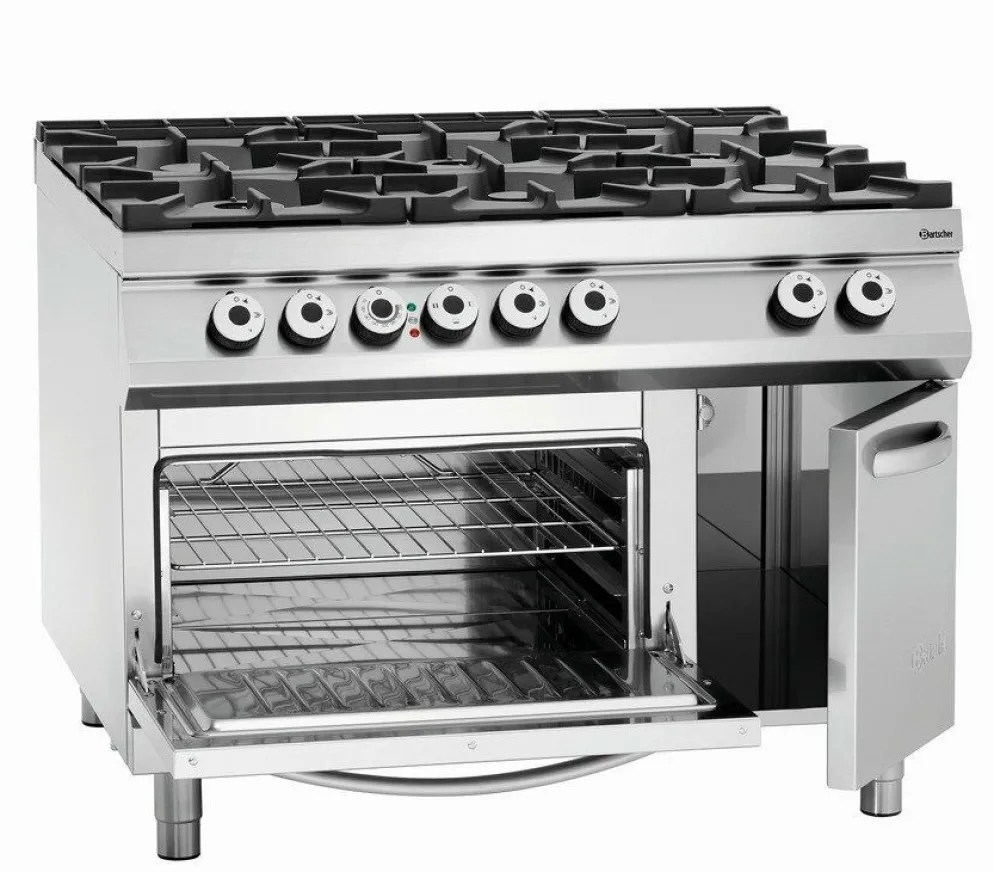 Bartscher Gas 6 Flammen Herd, EBO 2/1GN, NS, 37,5 kW