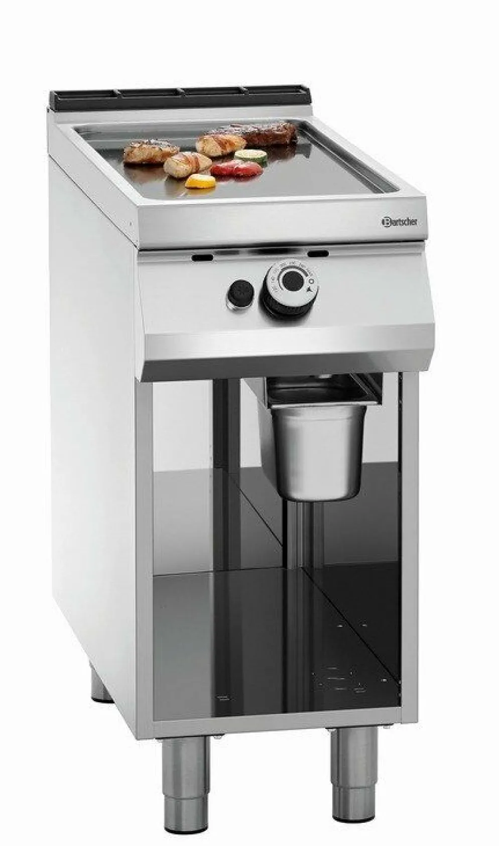 Bartscher Gas-Griddleplatte, glatt, 400x900x900-950 mm, 9 kW