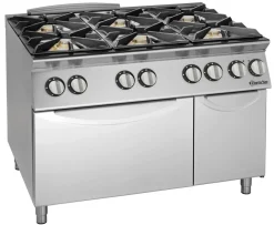 Bartscher Gasherd 900 6 Flammen EBO 48kW, mit Elektrobackofen