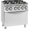 Bartscher Gasherd 900 4 Flammen EBO 32kW, mit Elektrobackofen