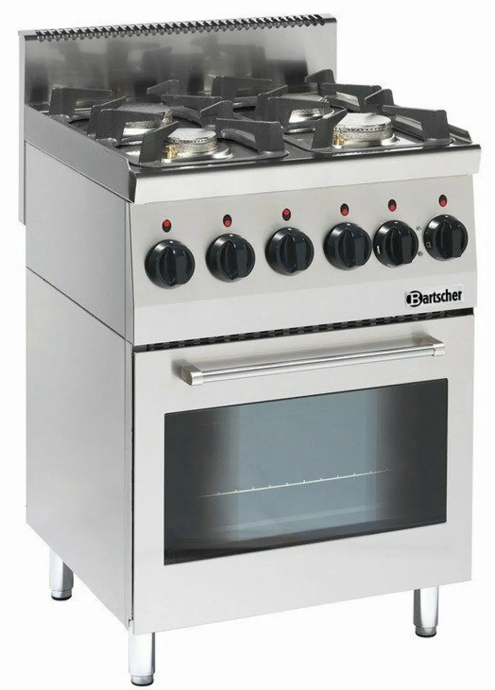 Bartscher Gasherd 600 4-flammig mit Elektrobackofen, 19 kW