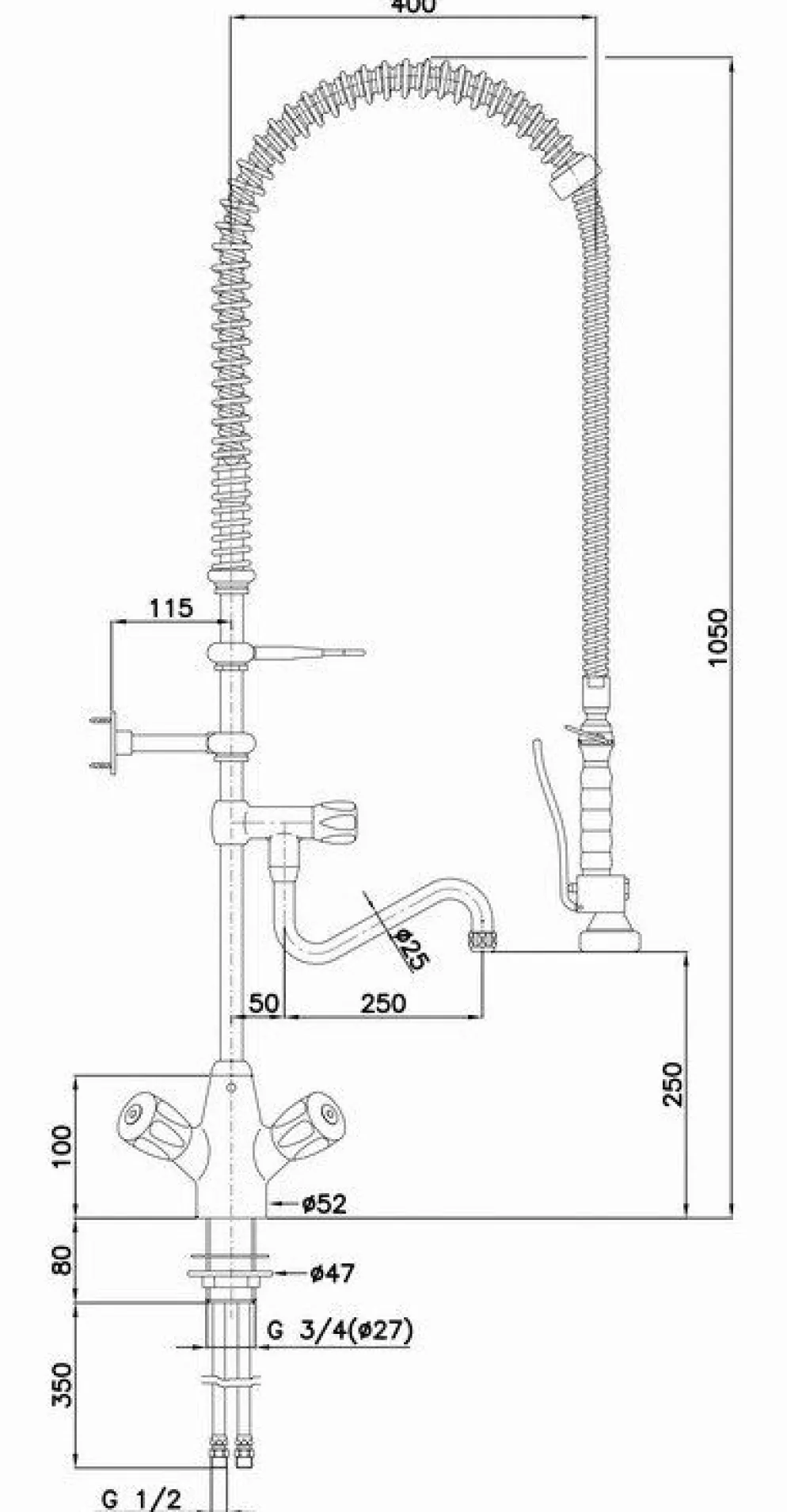 Bartscher Gastro Brause Zweigriffmischer 26L-1801B