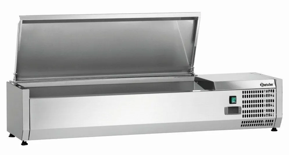 Bartscher Kühlaufsatzvitrine mit Deckel, Breite 1200mm, 5x 1/4 GN