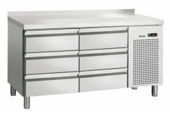 BARTSCHER Kühltisch S6, Aufkantung, 6 Schubladen 1/1GN, Breite 1342mm