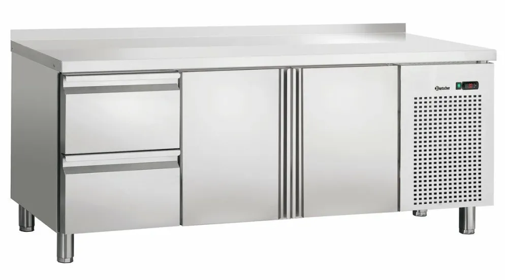 BARTSCHER Kühltisch S2T2-150, Aufkantung, 2 Schublafen, 2 Türen 1/1GN, Breite 1792mm