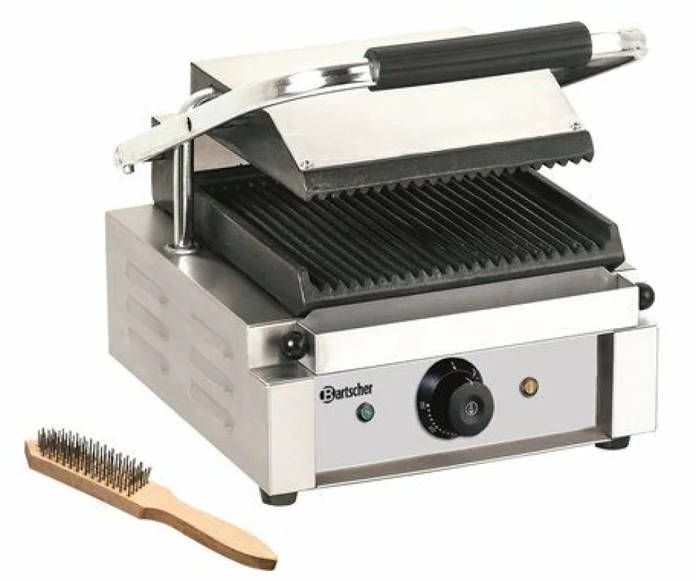 Bartscher Kontaktgrill Elektrogrill Paninigrill, Grillplatten gerillt