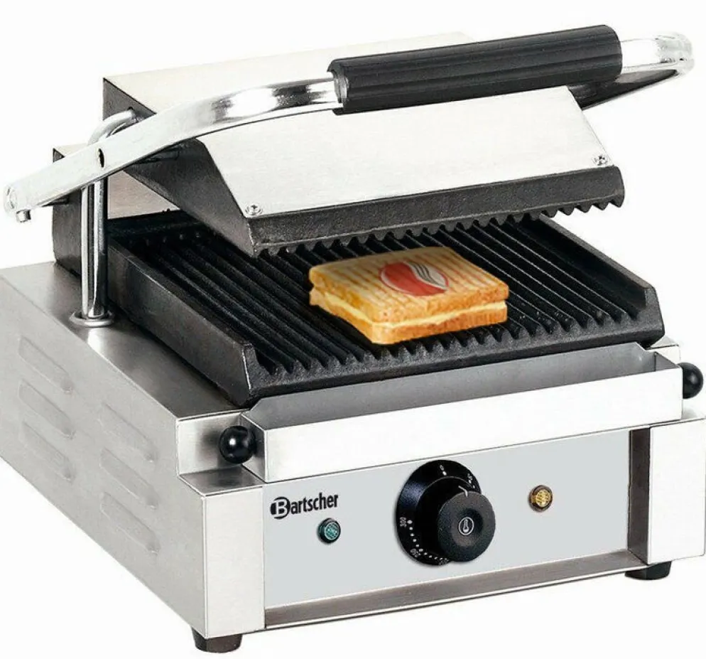 Bartscher Kontaktgrill Elektrogrill Paninigrill, Grillplatten gerillt
