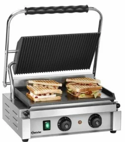 Bartscher Kontaktgrill "Panini-T" glatt/gerillt, 2,2kW