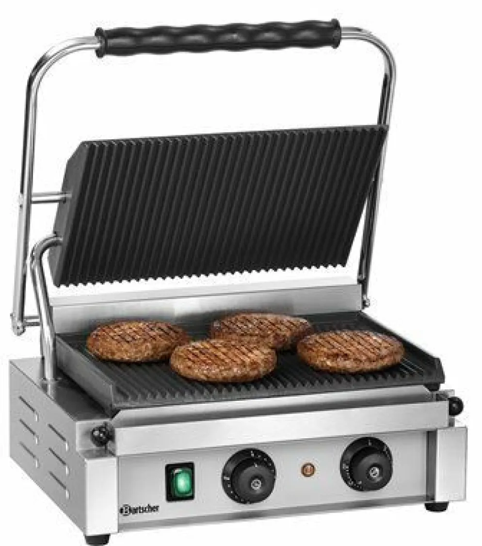 Bartscher Kontaktgrill "Panini-T" gerillt, 2,2kW