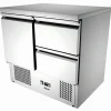 Bartscher Mini-Kühltisch 900T1S2, 260 Liter, 1/1GN Tür, 2 Schubladen