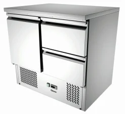 Bartscher Mini-Kühltisch 900T1S2, 260 Liter, 1/1GN Tür, 2 Schubladen