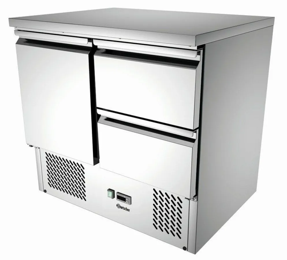 Bartscher Mini-Kühltisch 900T1S2, 260 Liter, 1/1GN Tür, 2 Schubladen