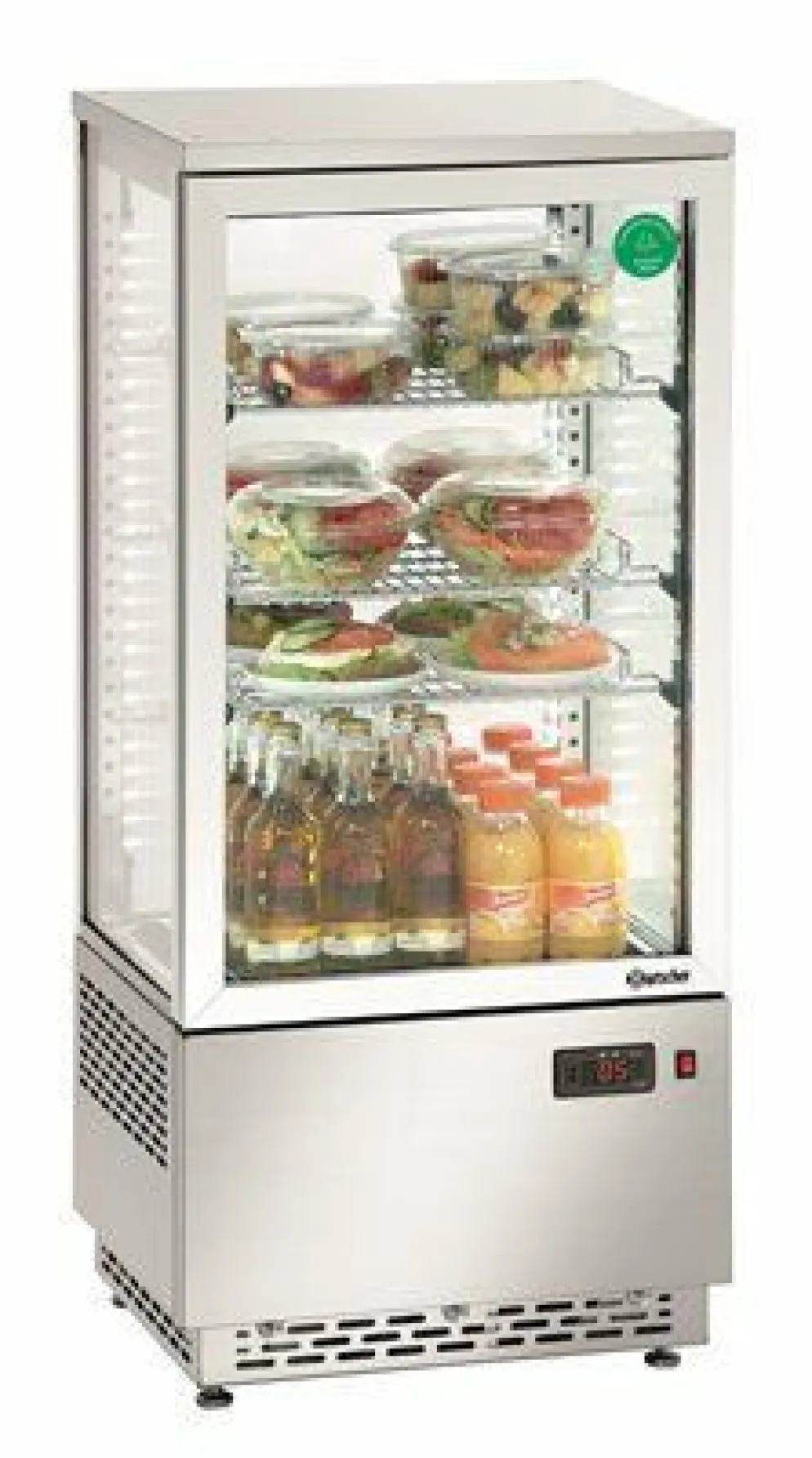 Bartscher Mini-Kühlvitrine 78L, Edelstahl, 4 °C bis 12 °C, 430x390x986 mm