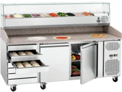 BARTSCHER Pizzakühltisch G-S7T2, 7 Schubladen, 2 Türen, mit Kühlaufsatz