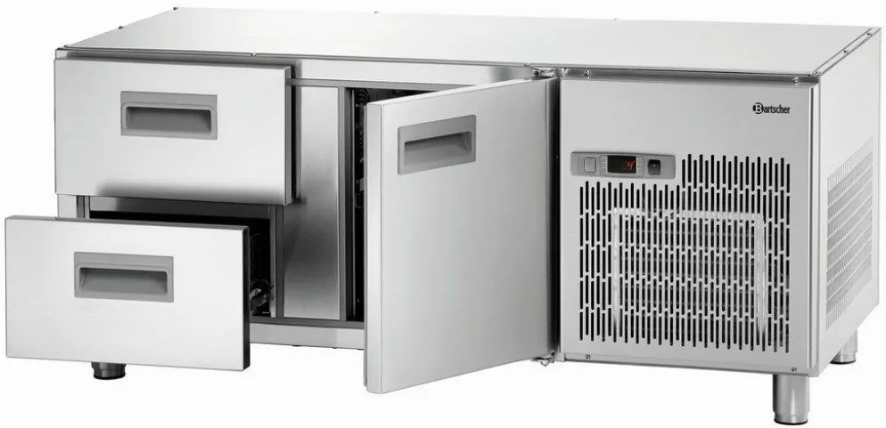Bartscher Unterbau-Kühltisch 1400T1S2, 1 Tür, 2 Schubladen GN 1/1