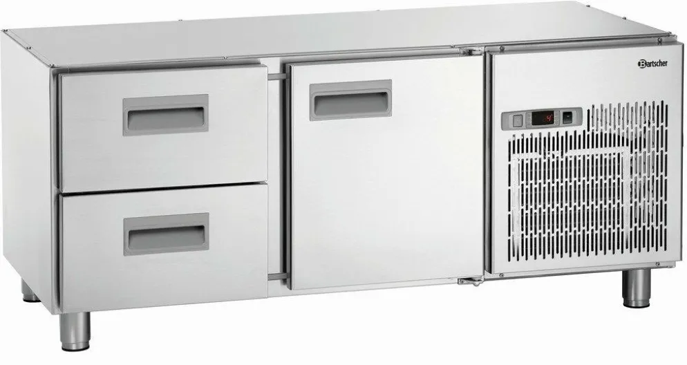 Bartscher Unterbau-Kühltisch 1400T1S2, 1 Tür, 2 Schubladen GN 1/1