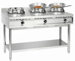 Bartscher Wok-Herd Gas 3 Brenner à 10 kW, B 1500 x T 600mm
