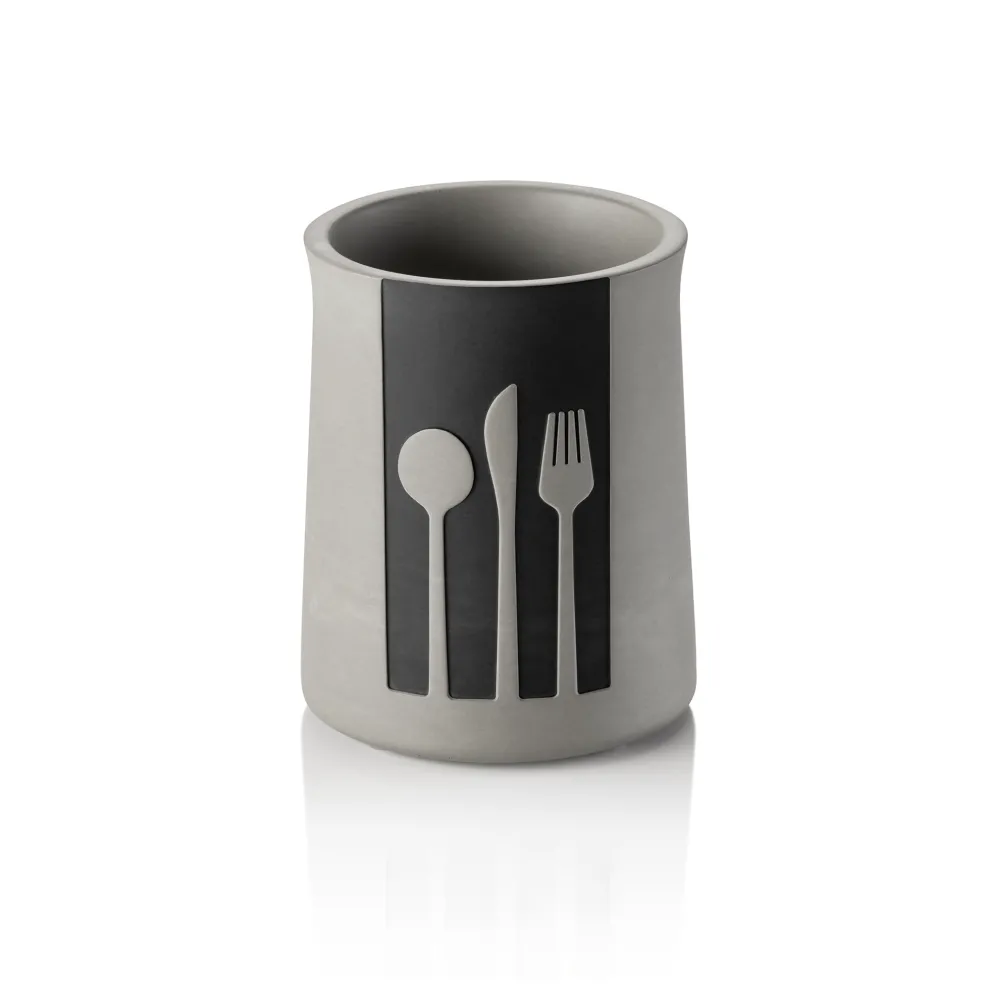 Besteckbehälter Nero, Ø 11 cm, Höhe 14,5 cm, schwarz, Beton, Ethylenvinylacetat