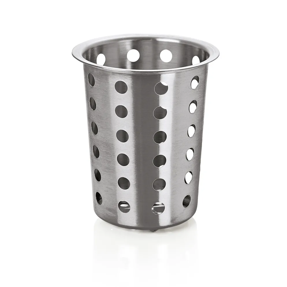 Besteckköcher, Ø 11,5 cm, Höhe 12 cm, perforiert, Edelstahl