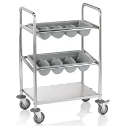 Besteckwagen Breite 620 mm mit Ablagebord & 2 Besteckkästen