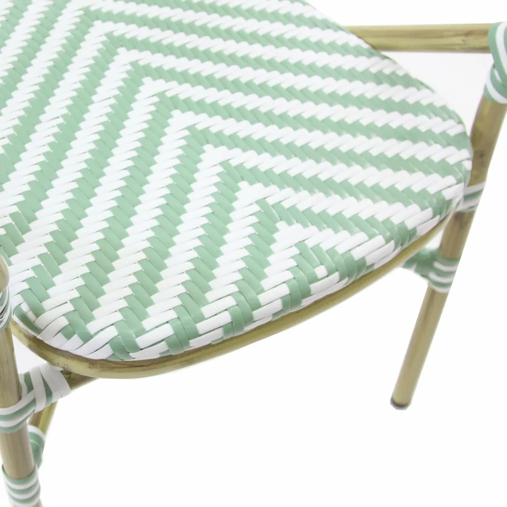 Bistrostuhl Viva-A Rattan Bambus, weiß/pastellgrün, stapelbar