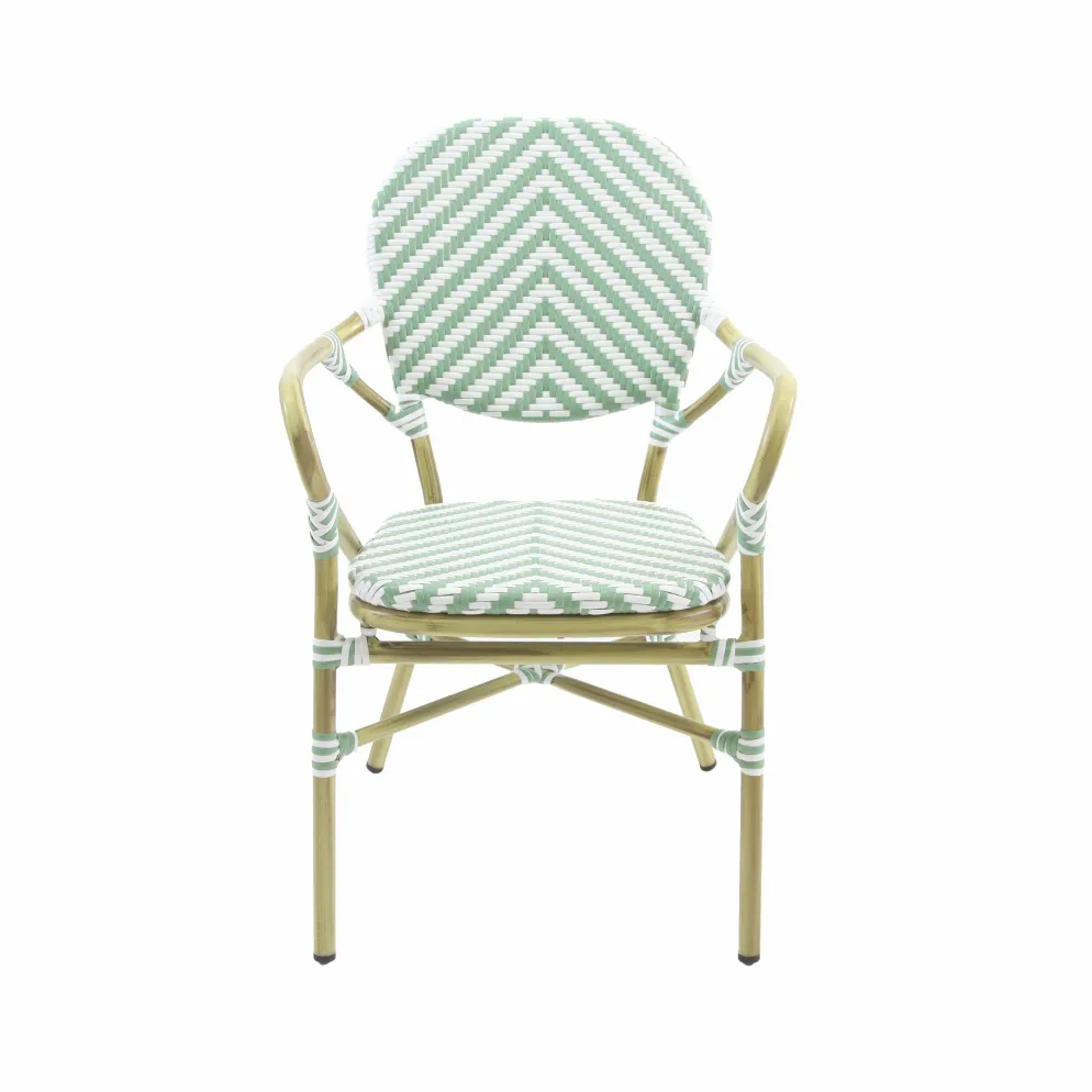 Bistrostuhl Viva-A Rattan Bambus, weiß/pastellgrün, stapelbar