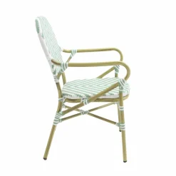 Bistrostuhl Viva-A Rattan Bambus, weiß/pastellgrün, stapelbar