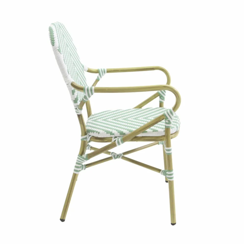 Bistrostuhl Viva-A Rattan Bambus, weiß/pastellgrün, stapelbar