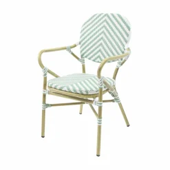 Bistrostuhl Viva-A Rattan Bambus, weiß/pastellgrün, stapelbar