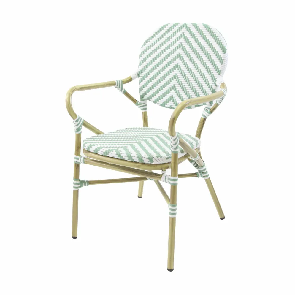 Bistrostuhl Viva-A Rattan Bambus, weiß/pastellgrün, stapelbar