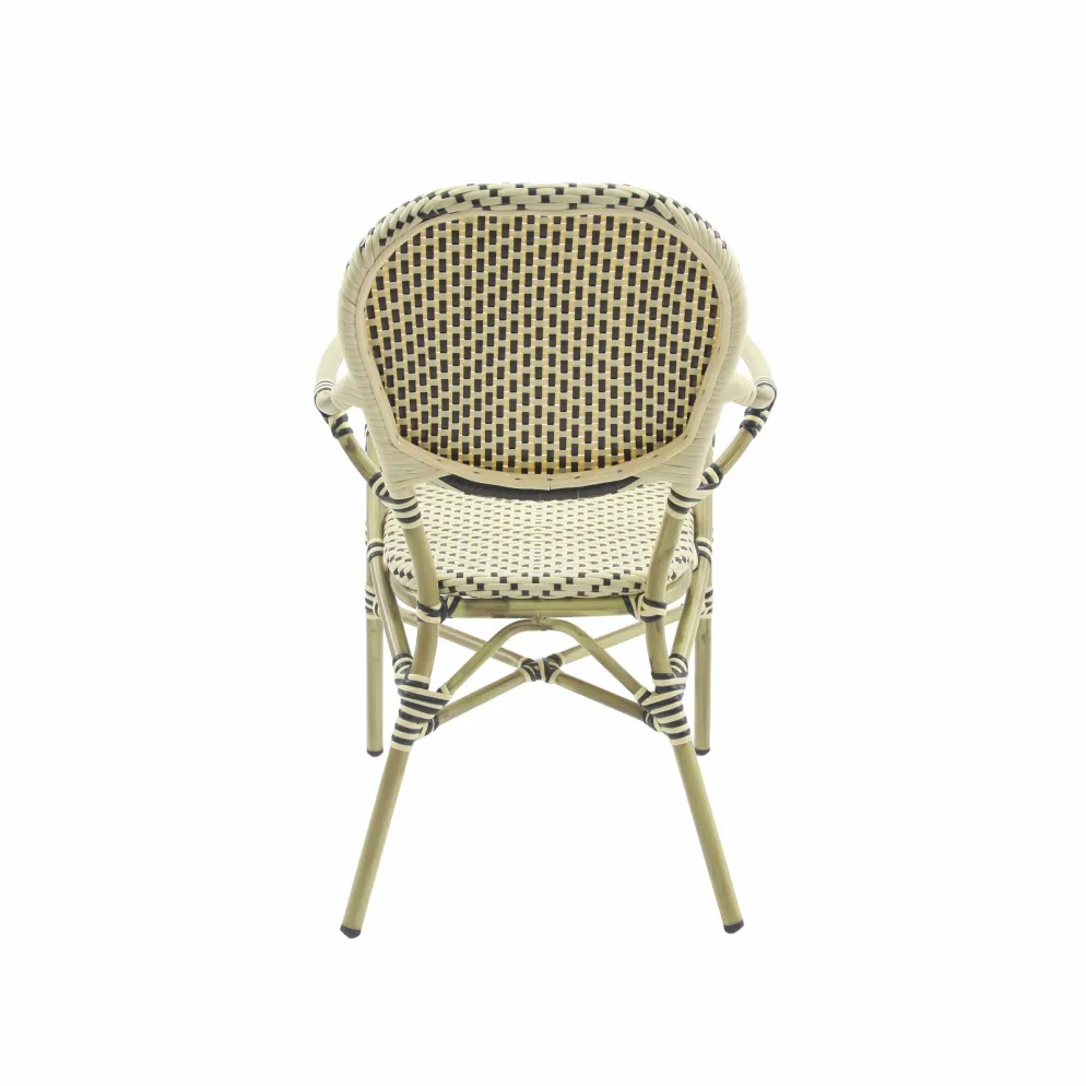 Bistrostuhl Viva-A Rattan Bambus, weiß/schwarz, stapelbar