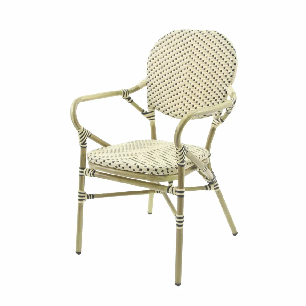 Bistrostuhl Viva-A Rattan Bambus, weiß/schwarz, stapelbar