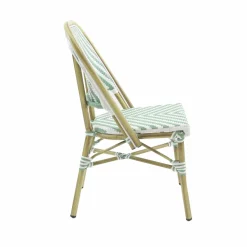 Bistrostuhl Viva-O Rattan Bambus-Weiß/Pastellgrün, stapelbar
