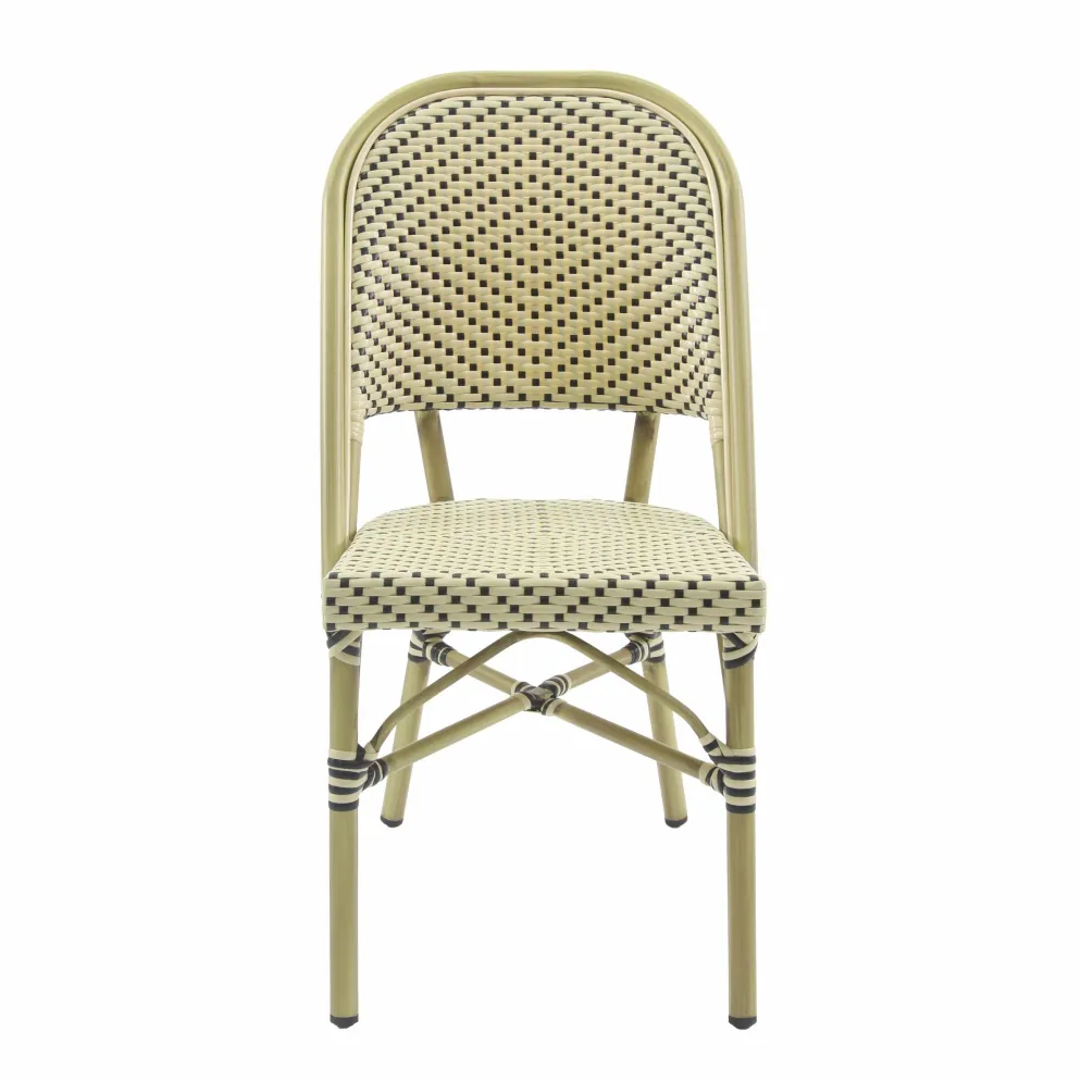 Bistrostuhl Viva-O Rattan Bambus-Weiß/Schwarz, stapelbar