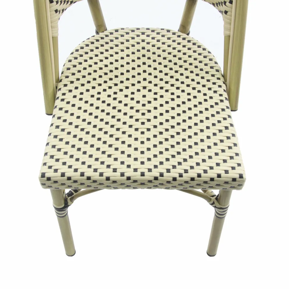 Bistrostuhl Viva-O Rattan Bambus-Weiß/Schwarz, stapelbar