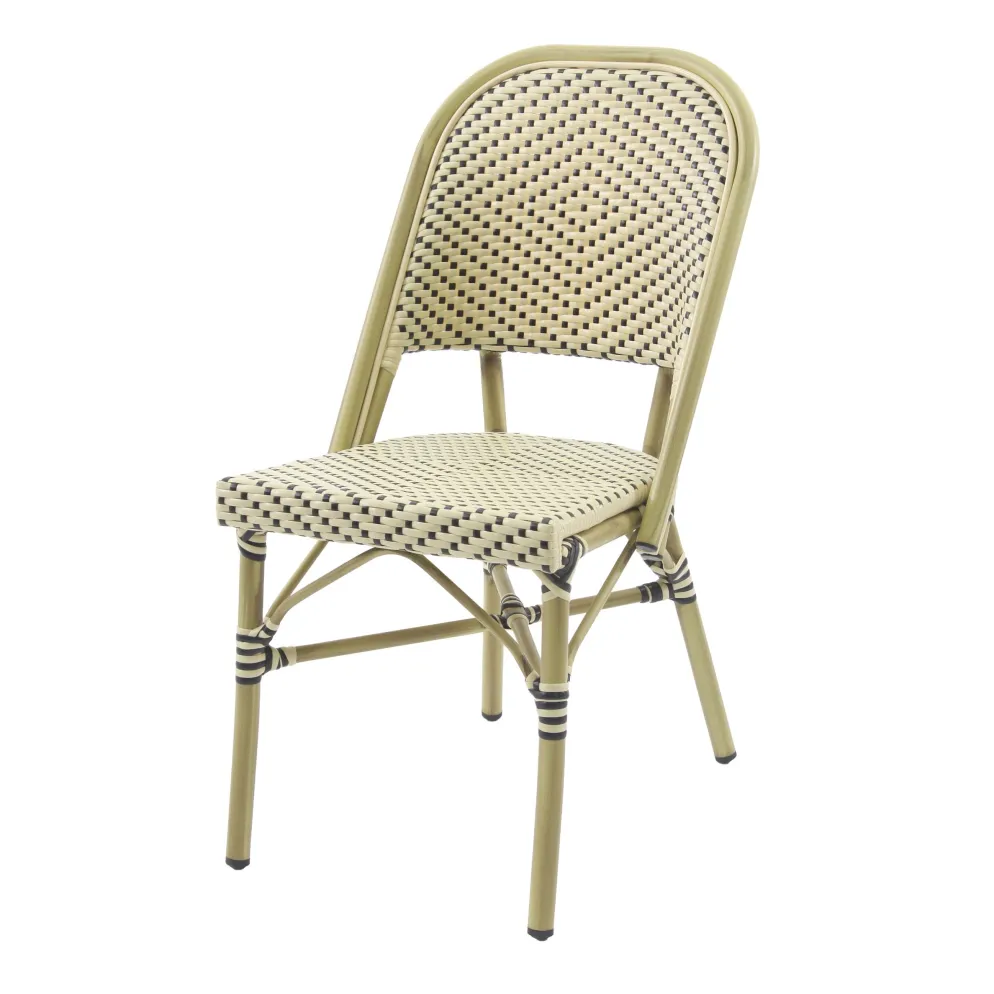 Bistrostuhl Viva-O Rattan Bambus-Weiß/Schwarz, stapelbar