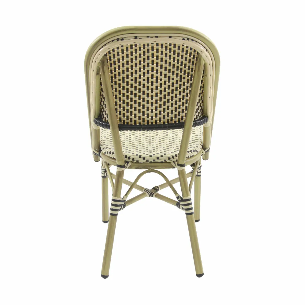 Bistrostuhl Viva-O Rattan Bambus-Weiß/Schwarz, stapelbar