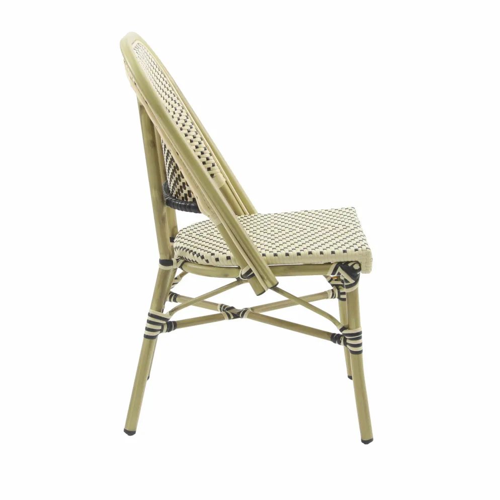 Bistrostuhl Viva-O Rattan Bambus-Weiß/Schwarz, stapelbar
