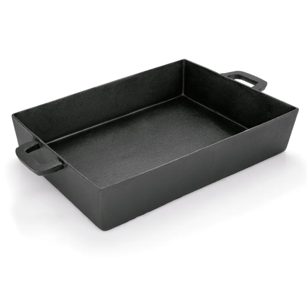 Bräter mit 2 angegossenen Seitengriffen, 39 x 27 x 7 cm, Gusseisen