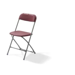 Budget Klappstuhl grau/bordeaux, stapelbar, Stahlgestell, 43x45x80cm
