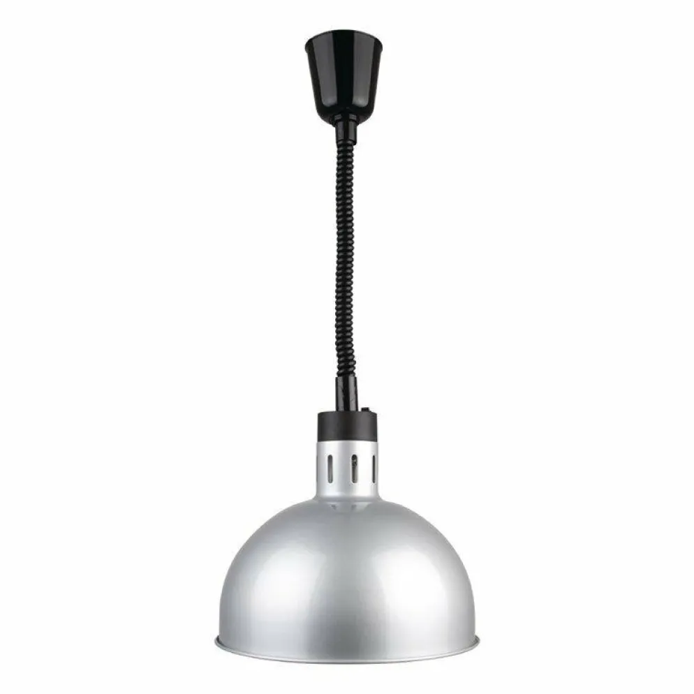 Buffalo ausziehbare runde Wärmelampe mit Silber-Finish, 250W, Kabellänge: 28-152cm