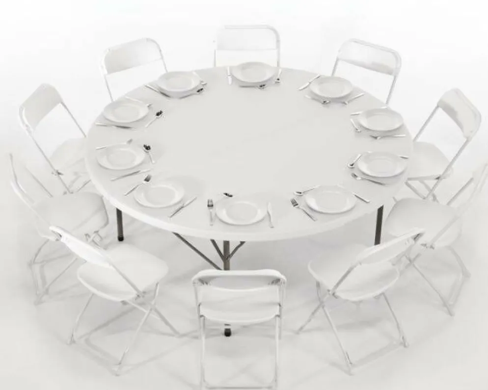 Buffettisch rund klappbar weiß 183cm