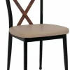 Cafe Stuhl Charlie G200, Gestell schwarz, Sitz Beige, Rücken braun