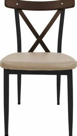 Cafe Stuhl Charlie G200, Gestell schwarz, Sitz Beige, Rücken braun