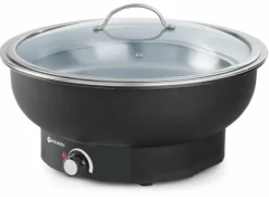 Chafing Dish elektrisch Tesino mit Glasdeckel rund 6,8 L 500W