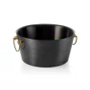 Champagnerkühler, mit Messinggriffen, Ø 34 cm, Höhe 17 cm, schwarz, doppelwandig, gehäm. Oberfläche