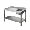 Chef-Tisch mit Aufkantung 160 cm – 1 Becken links, CNS Edelstahl