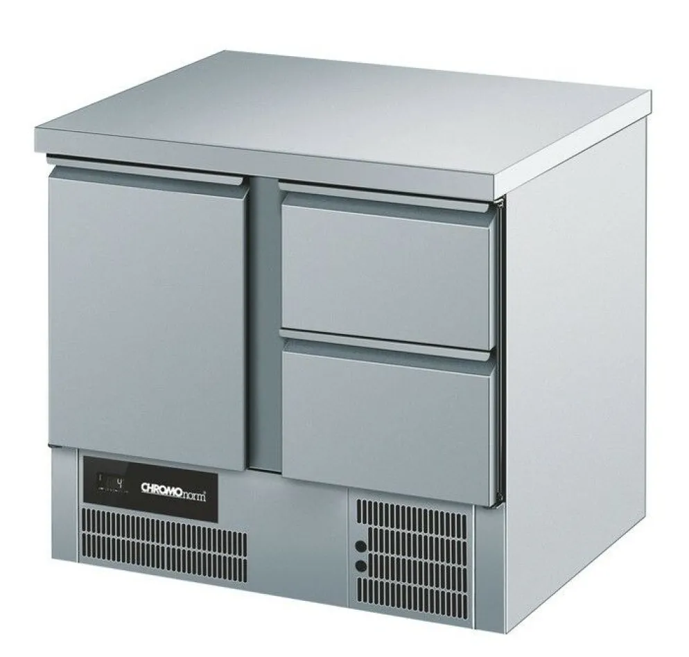 CHROMOnorn Kühltisch BR795, GN 1/1, 1 Tür, 2 Züge 1/2, Breite 950mm