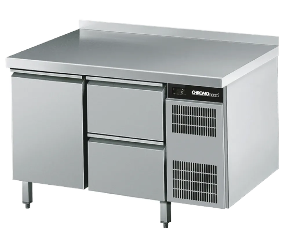 CHROMOnorn Kühltisch GN 1/1, 1 Tür, 2 Züge 1/2, 1250x700x850mm